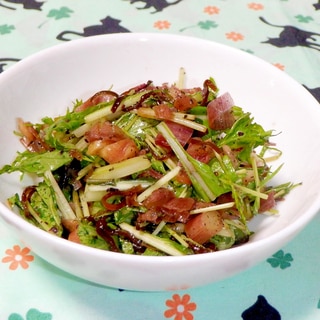 水菜と茎ミョウガと塩昆布の簡単ナムル
